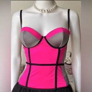 Victoria’s Secret bustier Revealing Lined colorblock - pink grey black Size 34C